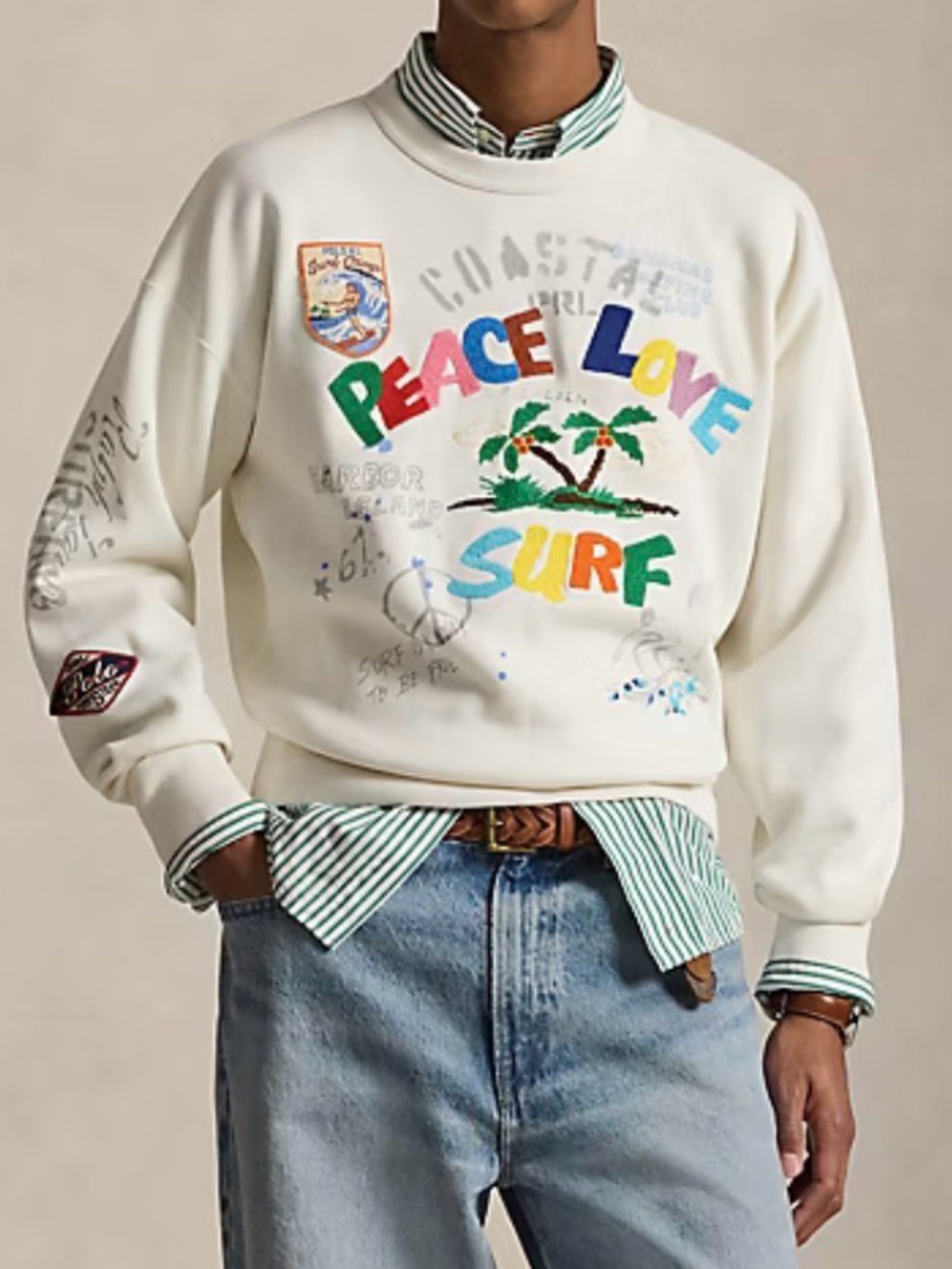 Polo Ralph Lauren Vintage Fit Peace Love Surf Sweatshirt | COLOR: Nevis | XL
